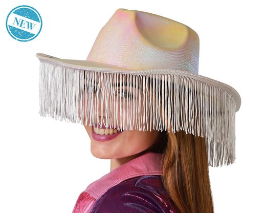 Sombrero Vaquero Con Flecos Blanco 83516