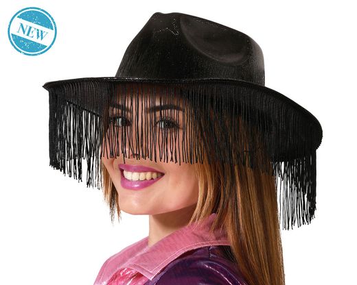 Sombrero Vaquero Con Flecos Negro 83514
