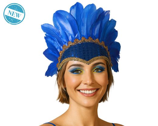 Tocado Plumas Azul 84159
