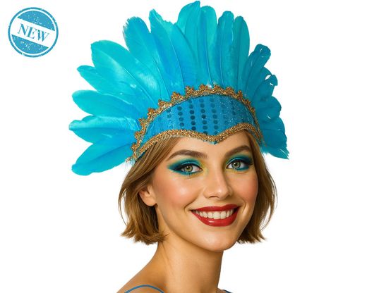 Tocado Plumas Azul Celeste 84158