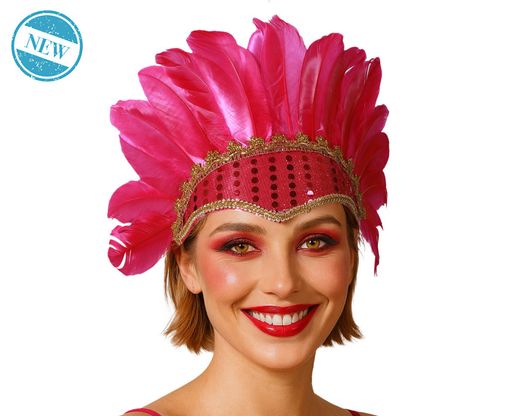 Tocado Plumas Fucsia 84160