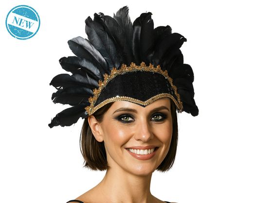Tocado Plumas Negro 84162