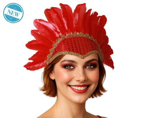 Tocado Plumas Rojo 84156