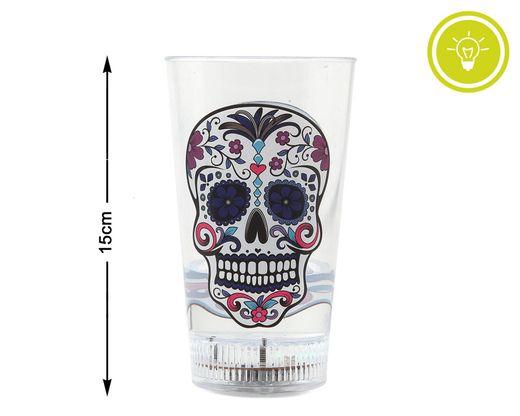 Vaso Halloween 15X9Cm Luz Muerte Mexicana